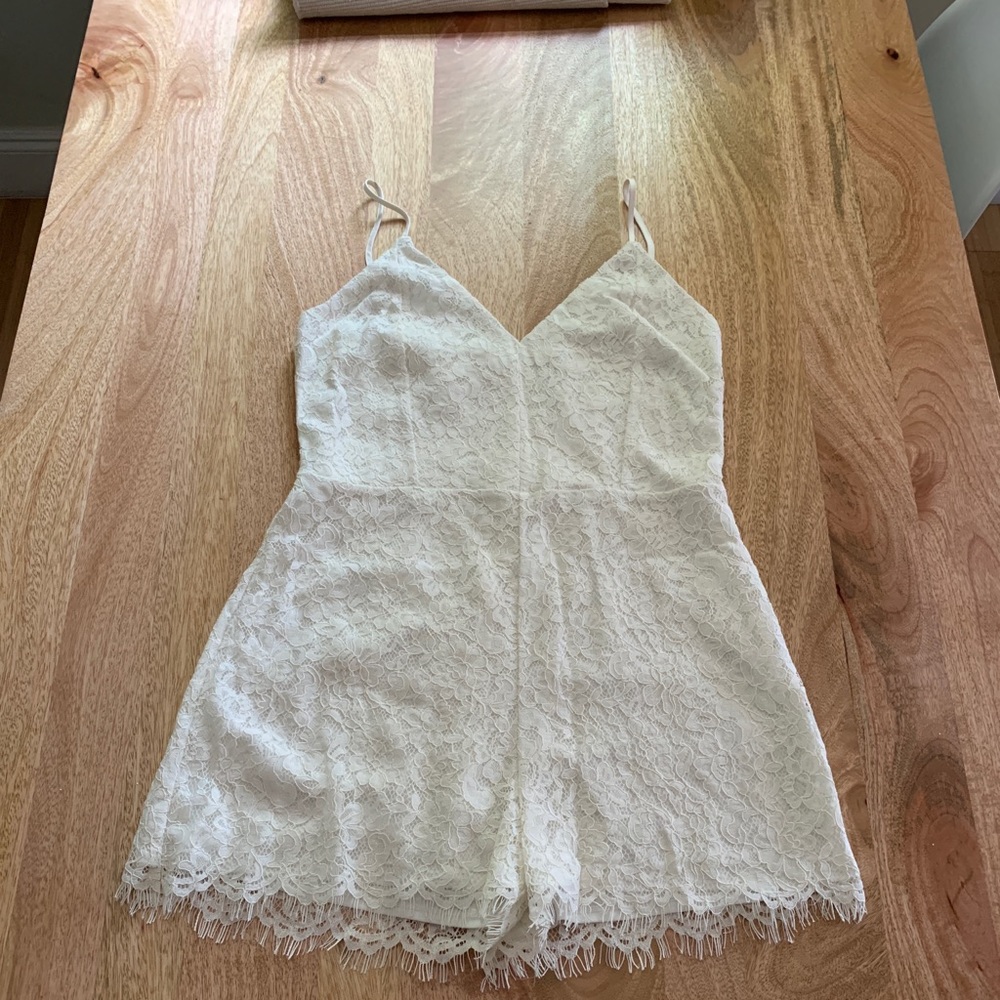 Express lace white romper size M